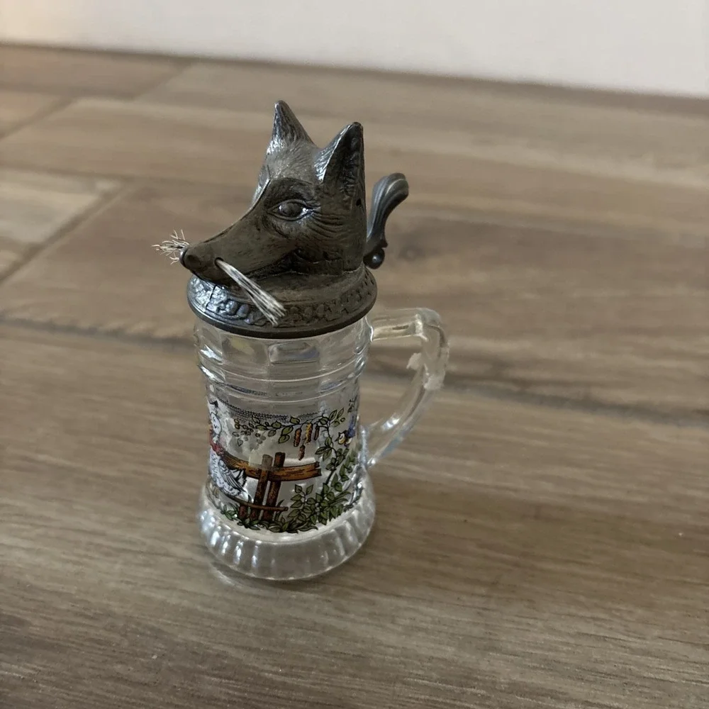 BMF Schnapskrugerl Wolf Whiskers Mini Steins, Made in Germany-  Top Not Attached